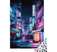 Escena Nocturna de la Ciudad de neón 1000 Piezas Cartón Extra Grueso Rompecabezas Premium Fans De Adolescentes 12-18 Años Imposible Difícil Desafío Presente Divertido 52x38cm/1000pcs