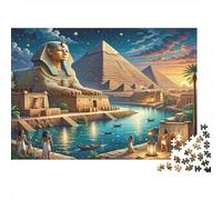 Escena Nocturna del Antiguo Egipto Puzzles 1000 Piezas Papel Reciclado para Adultos Puzzle para Adultos Juego difícil y desafiante Excelente Idea de Regalo Partir de 12 años 70x50cm/1000pcs