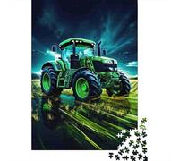 Escena Nocturna del Tractor Verde Paquete De 1000 Piezas Papel Ecológico Personas Que Aman Entrenamiento Cerebral Fácil Limpiar Noche Juegos Familia 52x38cm/1000pcs