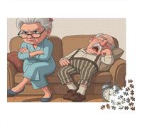 Escena Pareja Anciana Premium Rompecabezas de 1000 Piezas para Adultos Pareja Gruñona en Sofá Grueso Resistente Vibrante Desafiante Alivio del Estrés Juego 52x38cm/1000pcs