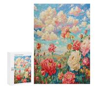 Escena Peones en Flor Puzzles 300 Piezas 3D Creativo Flor Planta Obra De Arte Rompecabezas Familiar para Niños Y Adultos A 12 Años Desafío Intelectual Decoración Hogar 300 PCS