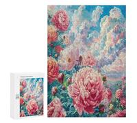 Escena Peones en Flor Puzzles 300 Piezas Obra De Arte 3D Familiar Flor Planta Rompecabezas Colorido para Adultos Y Niños A 12 Años DIY Moderno Aliviar Estrés 300 PCS