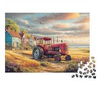Escena Rural de Tractor Rompecabezas para Toda la Familia Arte de Paisaje Rural Vintage para Mujeres Regalos para Hombres Adultos y Niños 52x38cm/1000pcs