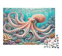 Escena submarina del Pulpo Puzzle 1000 Piezas De Cartón Grueso Juego De Rompecabezas En Paquete Anti Estrés Adultos para Juegos De Mesa En Pareja como Regalo Original 38x26cm/10