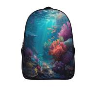 Escena submarina Mochila Colorido Coral Reef And Pez Bolsas Escolar De Impresos En 3D De Para Niños Niñas Estudiantes De Primaria Y Secundaria 16 inch