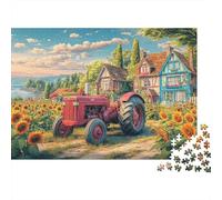 Escena Tractores Puzzle 1000 Piezas De Cartón Grueso Paisaje Rural Rompecabezas Anti Estrés Adultos para Actividad Abuelos Y Nietos como Regalo Original 38x26cm/1000pcs