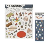 Escenas de pegatinas de dibujos animados,pegatinas de escenas en miniatura, Etiqueta engomada del hogar de dibujos animados para, pegatinas de escenario reutilizables, juego de pegatinas de escenario