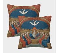 Escenas de Pentecostés en la Edad Media Fundas De Almohada 2 Paquetes 40x40cm, Cojín Cuadrado,Adecuada para Sofá Cama,Coche Y Decoración del Hogar