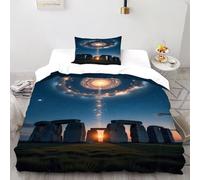 Escenas extrañas Edredón De Doble Capa tótem Suave Chaqueta De Edredón De Microfibra Impresión 3D Juego De Ropa De Cama De 2 Piezas Single（135x200cm）