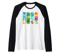 Escenas Tropicales de Verano Playa pantano cocodrilo Camiseta Manga Raglan