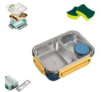 Escentio Lunch Box, Stainless Steel Bento Box Adult Lunch Box, Portable Adult Bento Box, Capacity Portable Lunch Box Containers, Stackable Lunch Container (Blue,2Grid)