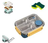 Escentio Lunch Box, Stainless Steel Bento Box Adult Lunch Box, Portable Adult Bento Box, Capacity Portable Lunch Box Containers, Stackable Lunch Container (Blue,3Grid)