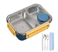 Escentio Lunch Box, Stainless Steel Bento Box, Portable Adult Lunch Box, Leakproof Stackable Bento Box, Large Capacity Dishwasher Safe Lunch Container (2-Grid, Blue)