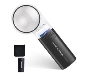 Eschenbach Lupa Lupe mobilux LED, 24dpt, 6X Ø 58mm | La lente asférica PXM proporciona un aumento fuerte y claro; filtros LED de color, cubierta protectora y 2 pilas AA incluidas