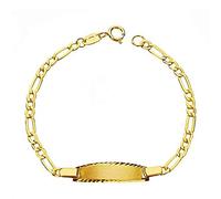 Esclava pulsera oro 9k bebé 14cm. eslabón alterno 3x1 hueca cierre reasa