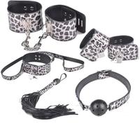 esclavitud sexual Conjunto de restricciones de leopardo, juego para adultos, mordaza de cuero, esposas, Bdsm, Bondage, Juguetes sexuales para adultos Para parejas