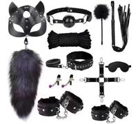 esclavitud sexual Juguetes sexuales de cuero de felpa, conjunto de Bondage Sexy, látigo de mordaza, tapón anal, Juguetes sexuales, pinzas para pezones, juguetes sexuales eróticos