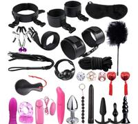 esclavitud sexual Juguetes sexuales de cuero de felpa, conjunto de Bondage Sexy, látigo de mordaza, tapón anal, Juguetes sexuales, pinzas para pezones, juguetes sexuales eróticos