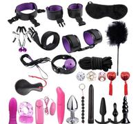 esclavitud sexual Juguetes sexuales de cuero de felpa, conjunto de Bondage Sexy, látigo de mordaza, tapón anal, Juguetes sexuales, pinzas para pezones, juguetes sexuales eróticos
