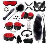 esclavitud sexual Juguetes sexuales de cuero de felpa, conjunto de Bondage Sexy, látigo de mordaza, tapón anal, Juguetes sexuales, pinzas para pezones, juguetes sexuales eróticos