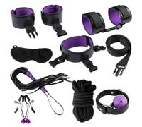 esclavitud sexual Juguetes sexuales de cuero de felpa, conjunto de Bondage Sexy, látigo de mordaza, tapón anal, Juguetes sexuales, pinzas para pezones, juguetes sexuales eróticos