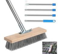 Escoba Alambre con Mango Desmontable 160cm, Cepillo Cerdaspara Metal para Patio Terraza Jardín,Escobillón Acero Inoxidable Exterior,Escobón Metálica para Eliminar Musgo,Malas Hierbas,Manchas Difíciles