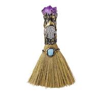Escoba Bruja - Mágico, Vara Curativa | Escoba Hecha A Mano con Gemas para Pared Pagan, Purificación Energética En Altares, Meditación En Casa Espiritual
