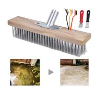 Escoba con cerdas rígidas: cepillo de acero de alto rendimiento, herramienta de limpieza duradera para exteriores, escoba fuerte, cabezal de rascador de terraza resistente, limpiador fiable para duro