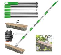 Escoba de Alambre con Mango 190cm, Cepillo de Alambre para Escoba 30 cm, Metálica de Jardin, para Patio, Terraza, Jardín, Eliminar de Musgo