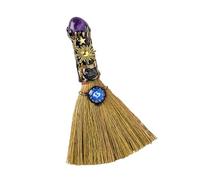 Escoba de Altar de Bruja de Cristal - Escoba Mágica Artesanal con Amatistas Naturales para Sanación, Grabada con Símbolos Zodiacales, Ideal para Meditación, Sanación y Yoga (Piscis/19 feb-20 mar)
