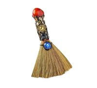 Escoba de Altar de Bruja de Cristal - Escoba Mágica Artesanal con Amatistas Naturales para Sanación, Grabada con Símbolos Zodiacales, Ideal para Meditación, Sanación y Yoga (Virgo/23 ago-22 sep)