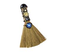 Escoba de Altar de Bruja de Cristal - Escoba Mágica Artesanal con Amatistas Naturales para Sanación, Grabada con Símbolos Zodiacales, Ideal para Meditación, Sanación y Yoga (Capricornio/22 dic-19 ene)