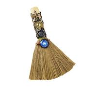 Escoba de Altar de Bruja de Cristal - Escoba Mágica Artesanal con Amatistas Naturales para Sanación, Grabada con Símbolos Zodiacales, Ideal para Meditación, Sanación y Yoga (Tauro/20 abr-20 May)