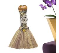 Escoba de bruja - Aleación de cobre de cristal 16 cm | Escoba de bruja de energía pequeña, decoración del hogar, decoración del hogar | Meditación Yoga Altar Dormitorio Oficina Baño Dormitorio