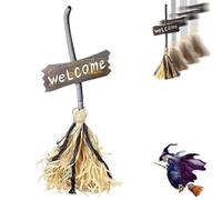 Escoba de bruja animada, escoba mágica de Halloween, escoba flotante iluminada con sonidos espeluznantes, decoración de bruja voladora para interiores y exteriores para porche y fiestas (estilo A, 1