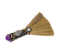 Escoba de Bruja con Natural - Cepillo de Pared Ceremonial, de Limpieza de energía | Herramienta mística Hecha a Mano con Piedras Reiki y Fibras Naturales, Dec0r mágico para meditación