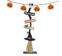 Escoba de bruja - Decoración de escoba de bruja - Decoración de Halloween para interiores y exteriores, puerta delantera, porche, césped, jardín, sala de estar, dormitorio, patio, casa de campo