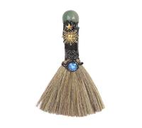 Escoba de bruja - Escoba de bruja de cristal de energía pequeña para altar y rituales de limpieza | Broom de bruja | Decoración curativa para sala de yoga, dormitorio, cocina, sala de té, dormitorio y