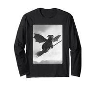 Escoba de Bruja gótica Rottweiler con alas de murciélago Espeluznante para Halloween Manga Larga