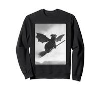 Escoba de Bruja gótica Rottweiler con alas de murciélago Espeluznante para Halloween Sudadera