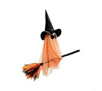 Escoba de bruja inflable con control remoto para decoración de Halloween con efectos de sonido de 3.6 pies, multicolor, resistente a la intemperie, nailon resistente al desgarro (estilo - naranja)