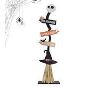 Escoba De Brujas - Halloween Decorative Broomstick, Signo De Decoración Del Hogar De Miedo | Acento De Accesorio De Bruja Para Porche Al Aire Libre, Pieza De Exhibición Rústica Espeluznante, Decoració