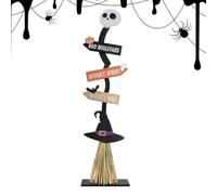 Escoba de brujas, suministros de decoración de madera espeluznante, escoba de brujas, decoración de Halloween, para porche, garaje, patio, cocina, casa, camping, al aire libre e interior