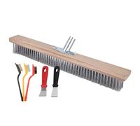 Escoba de cerdas rígidas, cabeza de escoba de 50 cm, escoba de alambre de metal, uso versátil, escoba de empuje de acero inoxidable, cepillo de barrido de madera maciza, cepillo de cerdas para jardín,