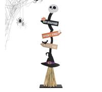 Escoba de | Decoración de madera espeluznante | Escoba de decoración de Halloween | Para garaje, terraza, cocina, casa, camping, exterior, interior