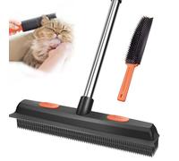Escoba de Goma con raspador - Cepillo para Pelo de Mascotas de 134 cm, 3 en 1 para Limpiar alfombras, Suelos y Ventanas, Mango telescópico Ajustable