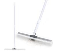 Escoba de Goma para Suelos con Mango de 124,5 cm, Rasqueta Suelo Extensible, Cepillo Suelo para Alfombras, Azulejos de Ducha, Eliminación de Pelos de Mascotas