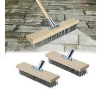 Escoba De Jardín con Cepillo para Malas Hierbas, 30cm 2 Unidades Escoba De Alambre De Acero con Soporte De Metal Resistente, Escoba para Jardín, Musgo, Malas Hierbas Y Manchas Difíciles