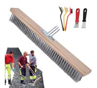 Escoba De Jardín para Exteriores: Montaje Sin Esfuerzo, Escoba Resistente, Escobas De Barrido con Mango De Madera Y Cerdas | Escobas De Metal para Patio De Jardín para Pisos De Baldosas, Uso En