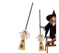 Escoba de voladora, accesorio de disfraz de mago, reutilizable, escoba para vestidos de Halloween, pieza decorativa ligera, accesorio de mascarada mágica, ideal para cosplay de carnaval